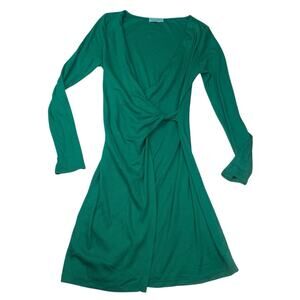 Michael Stars size medium long sleeve Green twist front faux Wrap Dress ribbed